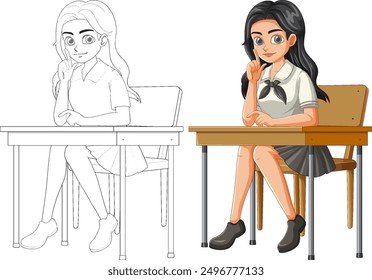 A student sitting at a classroom desk