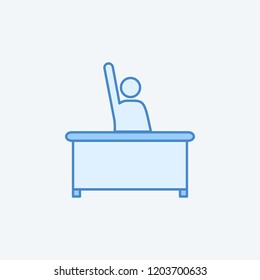 Student sitting on desk2 colored line icon. Simple dark and light blue element illustration. Student sitting on deskconcept outline symbol design from education set