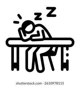 A student sleeping in class, linear style icon 

