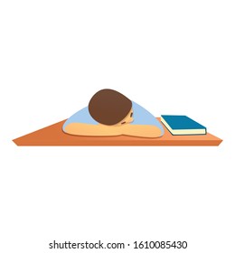 Student sleeping at desk icon. Cartoon of student sleeping at desk vector icon for web design isolated on white background