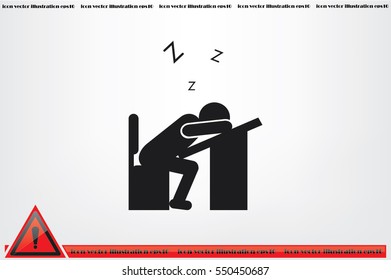 student sleeping at the desk icon vector illustration EPS 10