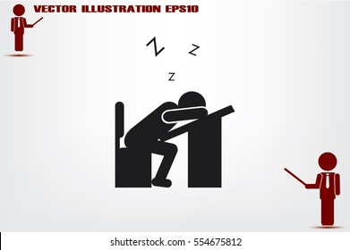 student sleeping at the desk icon vector illustration.