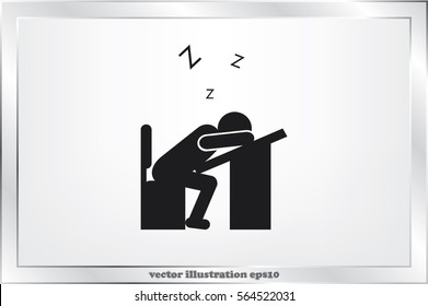 student sleeping at the desk icon vector illustration EPS 10
