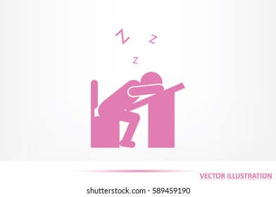 student sleeping at the desk icon vector illustration EPS 10