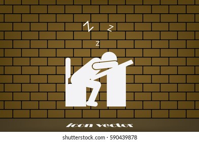 student sleeping at the desk icon vector illustration.