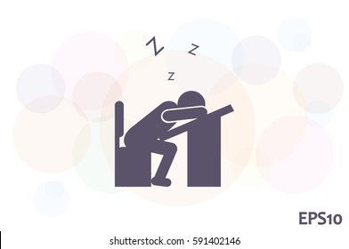 student sleeping at the desk icon vector illustration EPS 10