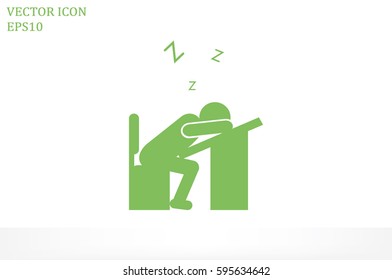 student sleeping at the desk icon vector illustration.
