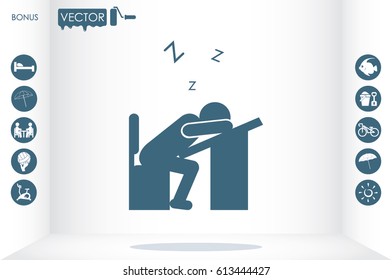 student sleeping at the desk icon vector illustration EPS 10