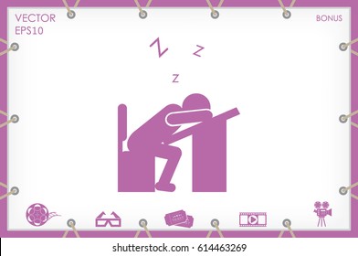 student sleeping at the desk icon vector illustration EPS 10