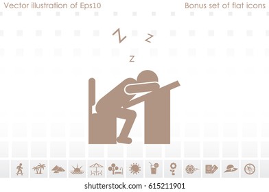 student sleeping at the desk icon vector illustration EPS 10