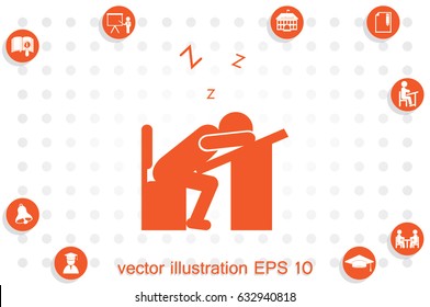 student sleeping at the desk icon vector illustration EPS 10
