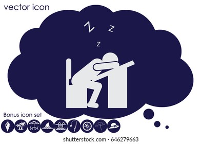 student sleeping at the desk icon vector illustration EPS 10