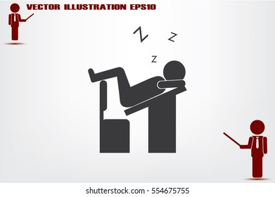 student sleeping on the table icon vector illustration.