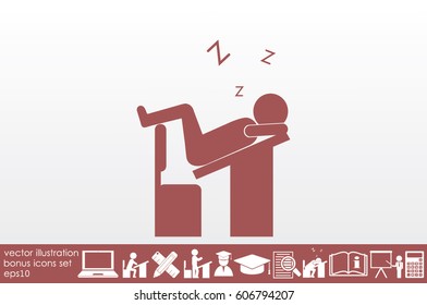 student sleeping on the table icon vector illustration EPS 10