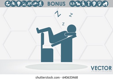 student sleeping on the table icon vector illustration EPS 10