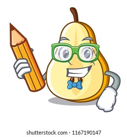 Student slice of ripe green pear character Student slice of ripe green pear character