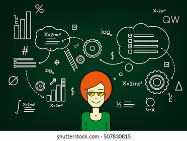 student smart, graduate, background, mind, formulas, thoughts, gear school