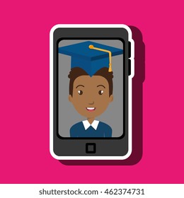 student smartphone graduation cap vector illustration eps 10