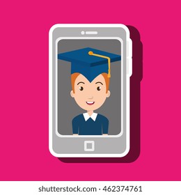 student smartphone graduation cap vector illustration eps 10