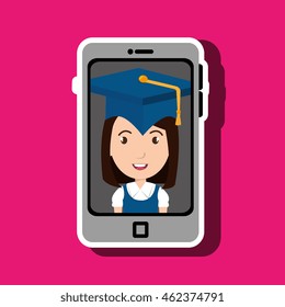 student smartphone graduation cap vector illustration eps 10