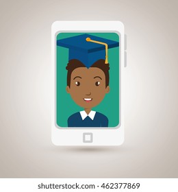 student smartphone graduation cap vector illustration eps 10