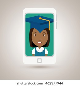 student smartphone graduation cap vector illustration eps 10