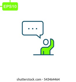 Student with speech bubble Icon, Vector