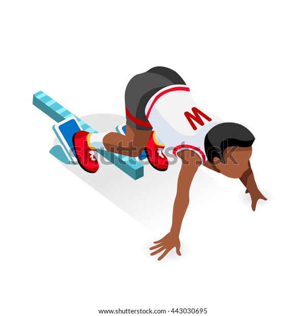 Student Sprinter College Runner Athlete Starting Stock Vector (Royalty ...