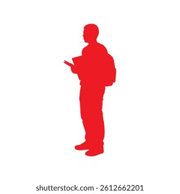
student standing with backpack on his back vector