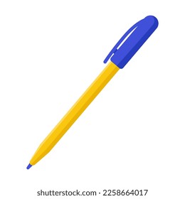 Ilustración vectorial de papel estudiantil. Dibujo del bolígrafo con tapón. Estaciones, educación, el concepto de vuelta a la escuela