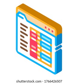 Student Statistics Folder Icon Vector. Isometric Student Statistics Folder sign. color isolated symbol illustration