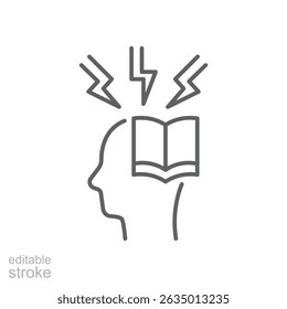 Student Stress Icon Editable Stroke Abstract Concept of Academic Pressure and Mental Health Issues in School and Education Settings