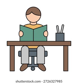Studierende, die an einem Schreibtisch studieren, symbolisieren fokussiertes Lernen, Bildungsaktivitäten, akademische Arbeit und Studiengewohnheiten.