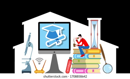 A student studying at home for graduation. 