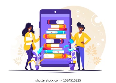 Student studying at home, online education for mobile website, for web banner, infographics social media, documents, cards, posters. Vector illustration. Online learning or distance courses.