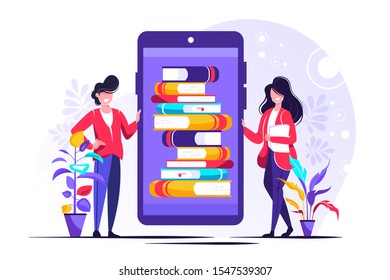 Student studying at home, online education for mobile website, for web banner, infographics social media, documents, cards, posters. Vector illustration. Online learning or distance courses.