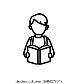 Estudiante estudiando icono Vector, icono de estilo de línea
