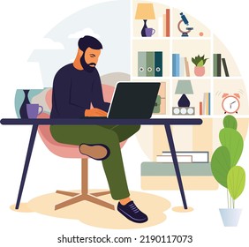 Student Studying Laptop Business Concepts Analytics Stock Vector 