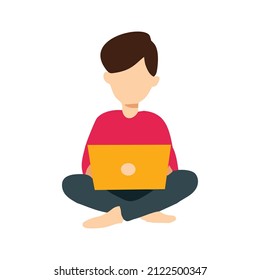 Student studying a lesson in digital way. Education in modern era. human in front of computer. flat vector design illustration.