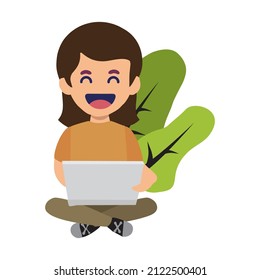 Studierende, die eine Unterrichtsstunde auf digitale Weise studieren. Bildung im modernen Zeitalter. Menschen vor dem Computer. flache Vektordesign-Illustration.