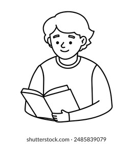 Student studying line art vector line art icon