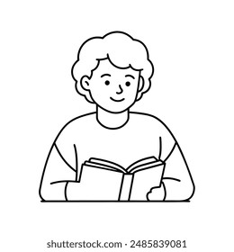 Student studying line art vector line art icon