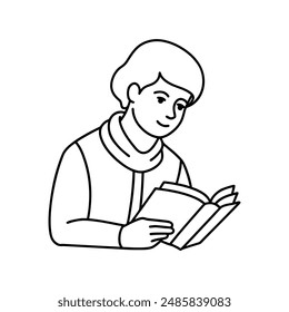 Student studying line art vector line art icon