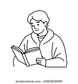 Student studying line art vector line art icon