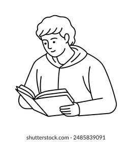 Student studying line art vector line art icon