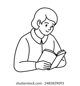 Student studying line art vector line art icon