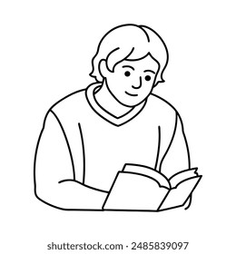 Student studying line art vector line art icon