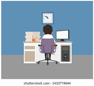 student studying on his table vector illustration