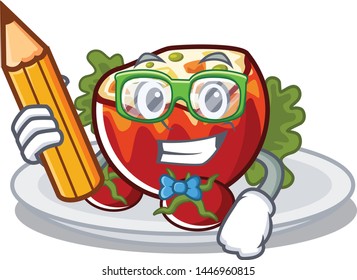 Student stuffed tomatoes isolated in the mascot