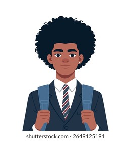 Сollege student with suit and backpack illustration